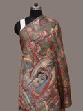 Multicolor Kalamkari Hand Painted Tussar Handloom Dupatta with Krishna Design - Global Threads | Grocsy