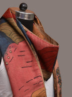 Multicolor Kalamkari Hand Painted Woolen Handloom Stole with Mountains Design - Global Threads | Grocsy
