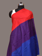 Multicolor Pochampally Ikat Cotton Handloom Plain Dupatta - Global Threads | Grocsy
