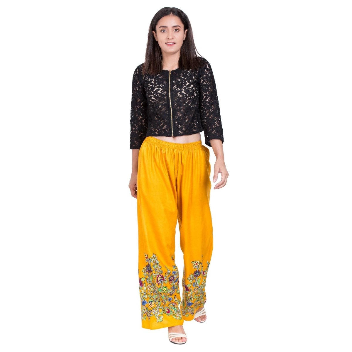 Asmaani Mustard Color Digital Print Sarara | Grocsy