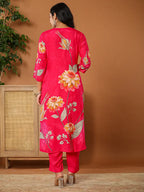 Yufta Muslin Pink Kurta Dupatta Pant Set | Grocsy