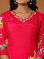 Yufta Muslin Pink Kurta Dupatta Pant Set | Grocsy