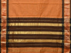 Mustard and Black Bamboo Cotton Plain Saree with Strips Pallu Design No Blouse - Global Threads | Grocsy