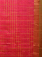 Mustard and Pink Uppada Silk Handloom Saree with Body Buta and Checks Border Design - Global Threads | Grocsy