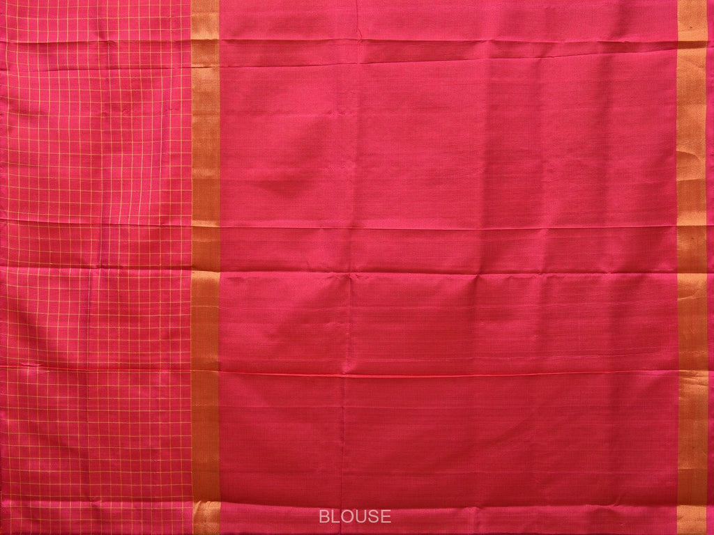 Mustard and Pink Uppada Silk Handloom Saree with Body Buta and Checks Border Design - Global Threads | Grocsy