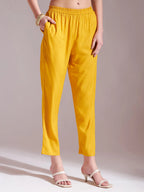 Yufta Mustard Cotton Gotta Work Kurta Set With Pant & Dupatta | Grocsy