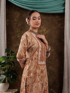 Yufta Mustard Cotton Kurta Dupatta Set With Lace Detailing | Grocsy