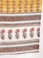Yufta Mustard Cotton Lace Work On Yoke Straight Kurta Dupatta Pant Set | Grocsy