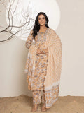 Yufta Mustard Floral Print Cotton Straight Kurta Dupatta Set | Grocsy
