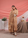 Yufta Mustard Floral Print Cotton Straight Kurta Trouser Dupatta Set | Grocsy