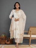 Yufta Mustard Gota_Patti Cotton Anarkali Kurta Dupatta Pant Set | Grocsy