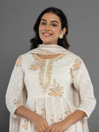 Yufta Mustard Gota_Patti Cotton Anarkali Kurta Dupatta Pant Set | Grocsy