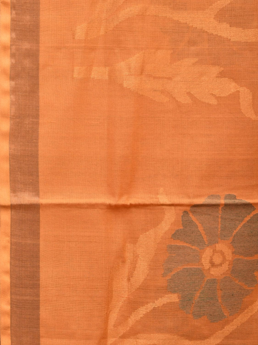 Mustard Khadi Cotton Handloom Saree with All Over Big Flowers Design - Global Threads | Grocsy
