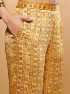 BohoJazz Mustard Vegetable Dye Flowy Modal Kurta with Pants | Grocsy