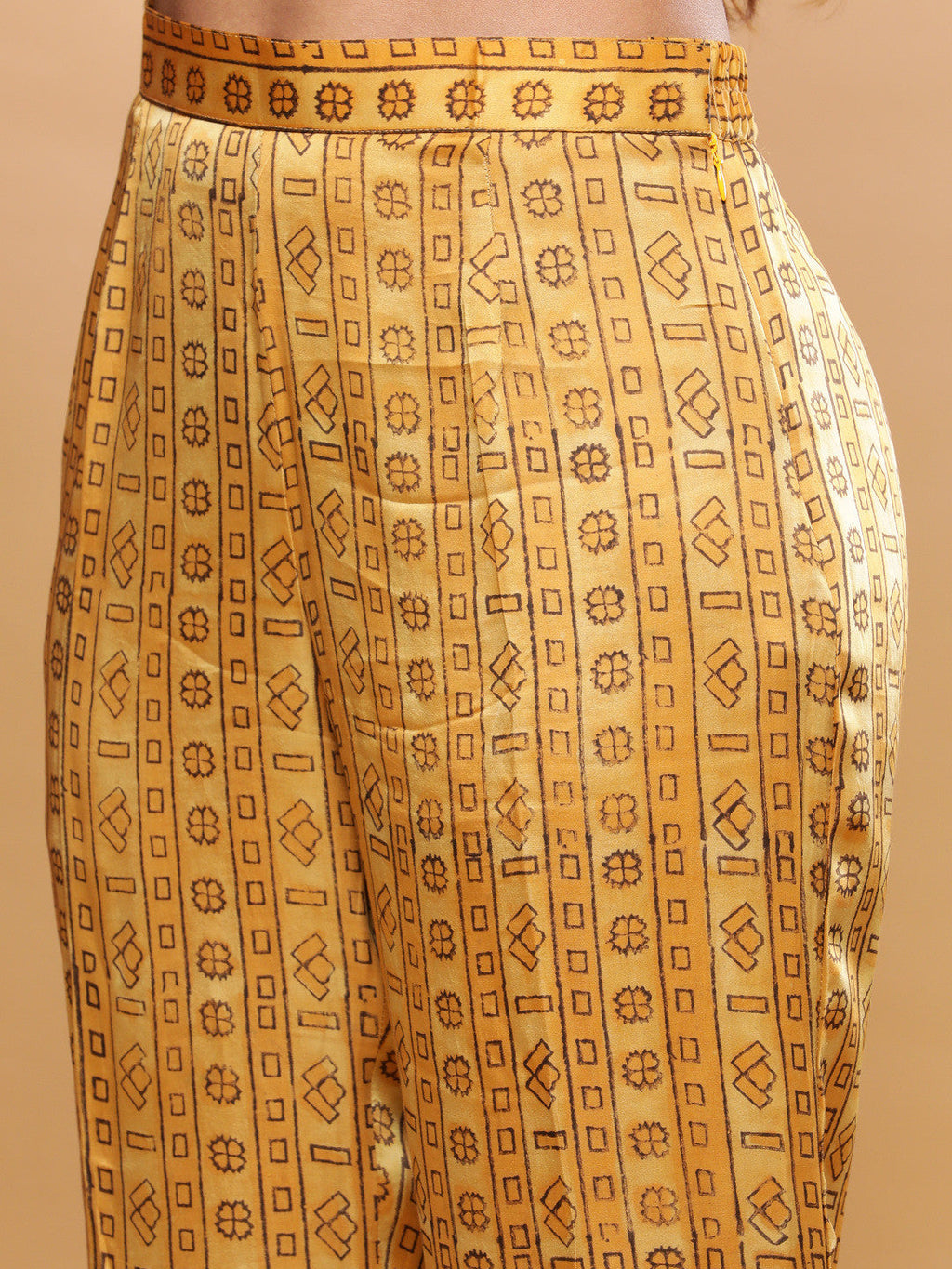 BohoJazz Mustard Vegetable Dye Flowy Modal Kurta with Pants | Grocsy