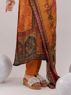 Yufta Mustard Pure Shimmer Tissue With Pure Viscose Trouser And Shimmer Dupatta | Grocsy