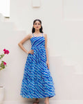 Aayaa Designer crape hand work Multi indo western - Blue | Grocsy