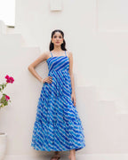 Aayaa Designer crape hand work Multi indo western - Blue | Grocsy
