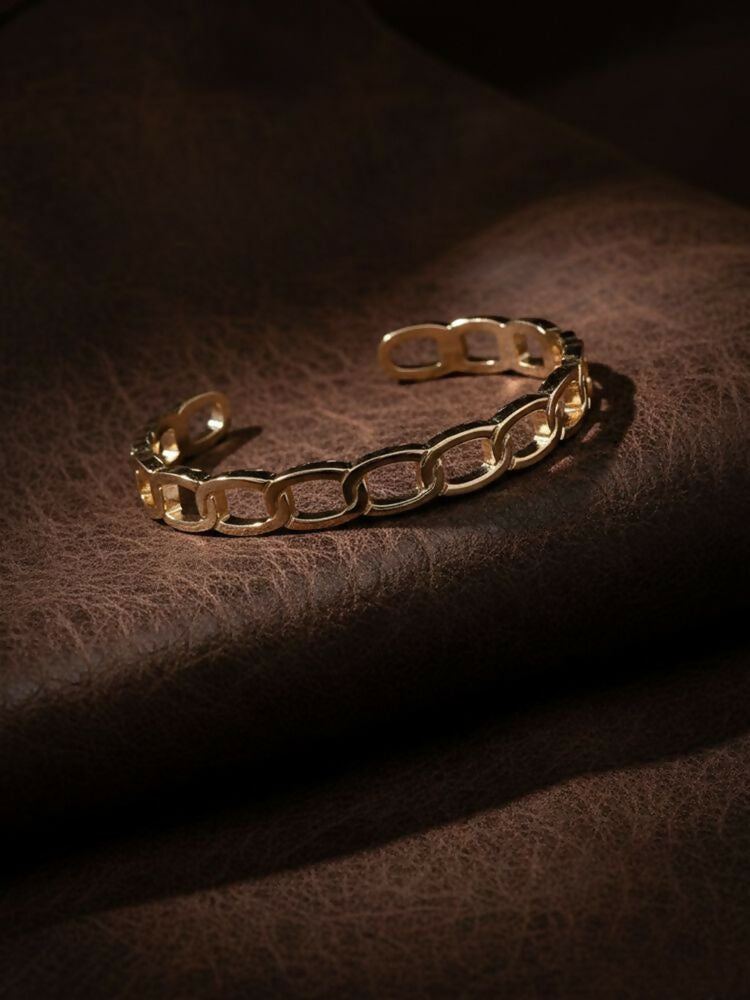 NVR Men's Rose Gold Plated Cuff Bracelet | Grocsy