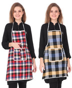 Glun Waterproof Cotton Kitchen Apron With Front Pocket-Multicolour (Pack of 2) | Grocsy