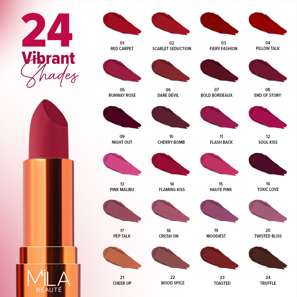 Mila Beaute Bold & Matte Long Lasting Highly Pigmented Lipstick - Red Carpet | Grocsy