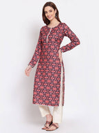 Myshka Women's Multi Printed Pashmeena Full Sleeve Round Neck Casual Winter Kurta | Grocsy