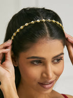 Nuyug 22K Gold-Plated Kundan & Pearl Studded Matha Patti Head Jewellery | Grocsy