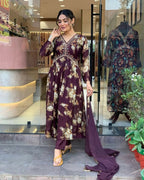 Ethnic Festive Wear Georgette Purple Stitched Suit With Dupatta - Tanisha | Grocsy