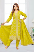 Joban Fashion Chanderi Lil Green Color Kurta Set | Grocsy