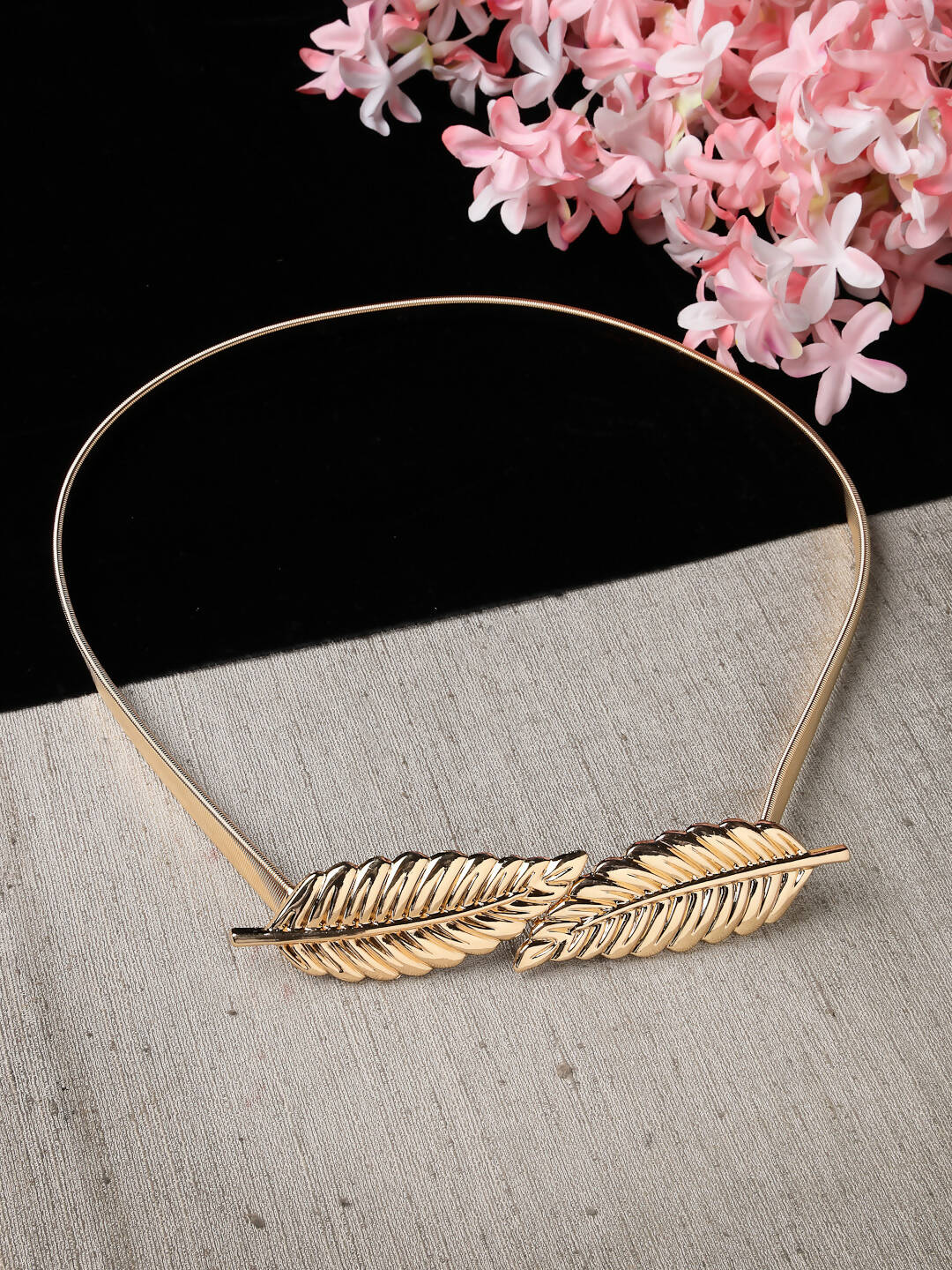 NVR Women Circular Gold-Polished Stretchable Metal Belt | Grocsy