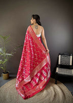 Joban Fashion Pink Meenakari Banarasi Silk Sarees | Grocsy