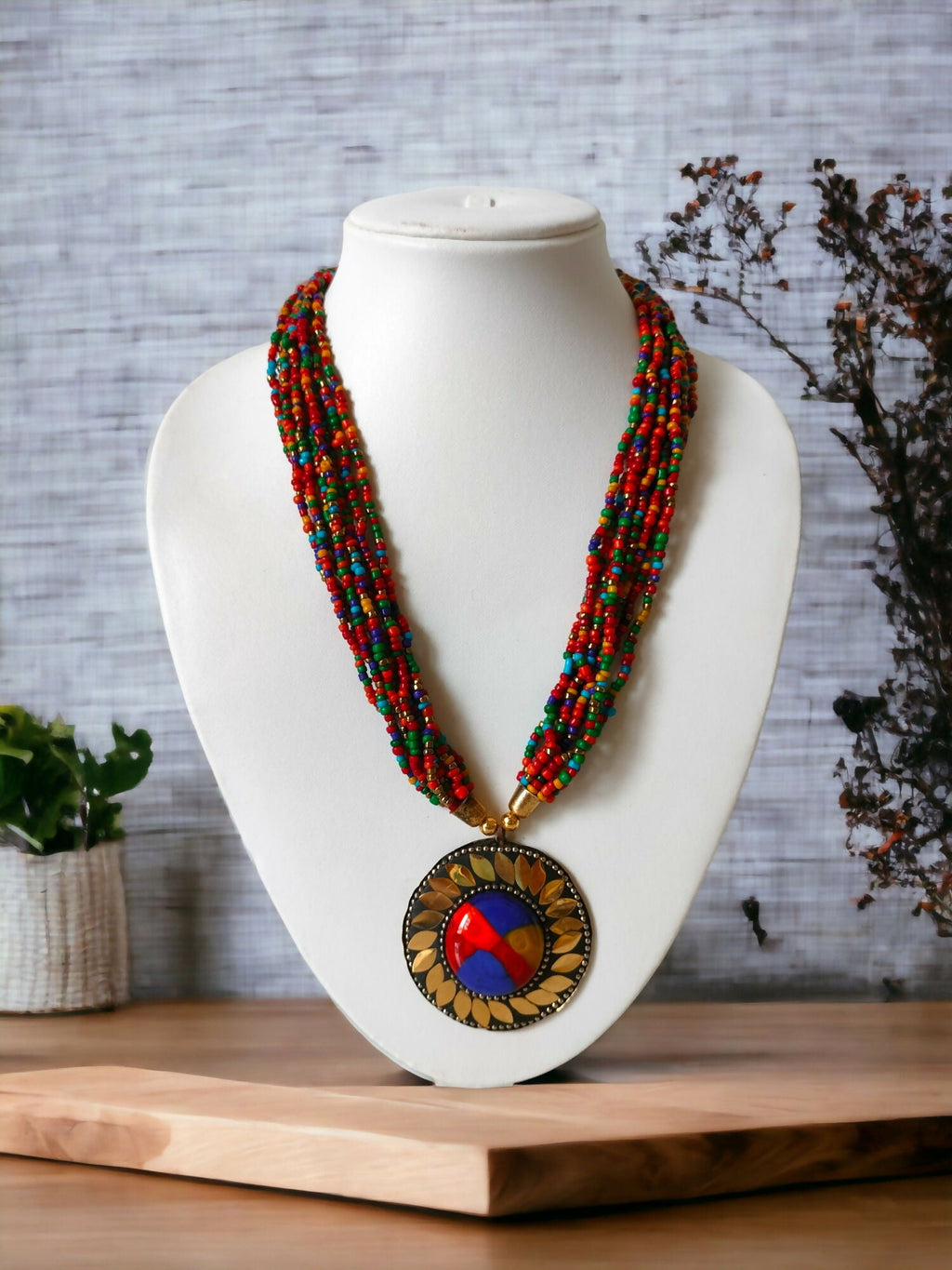 Inhanns Everyday Statement Beaded Pendant Necklace - Multi Colour | Grocsy