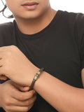 NVR Men's Brown Leather Bracelet | Grocsy