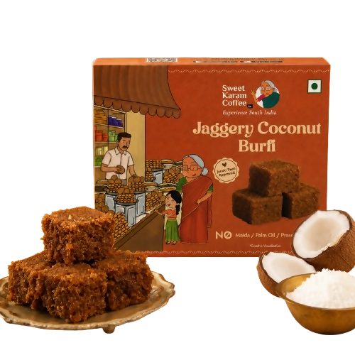 Sweet Karam Coffee Jaggery Coconut Burfi | Grocsy