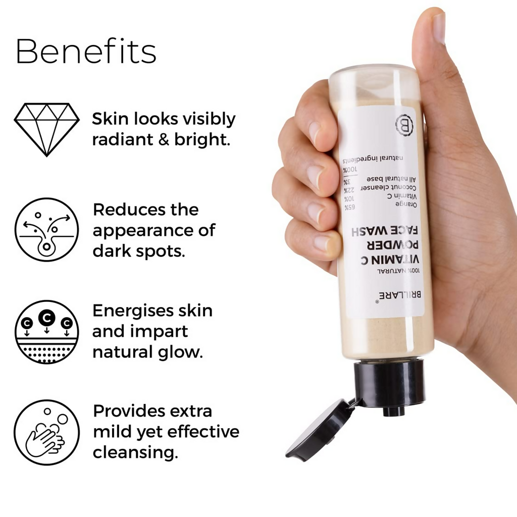 Brillare 100% Natural Vitamin C Powder Face Wash For Pigmentation & Dark Spots | Grocsy