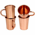 Small Solid Copper Glasses with Handle Set of 4 | Grocsy