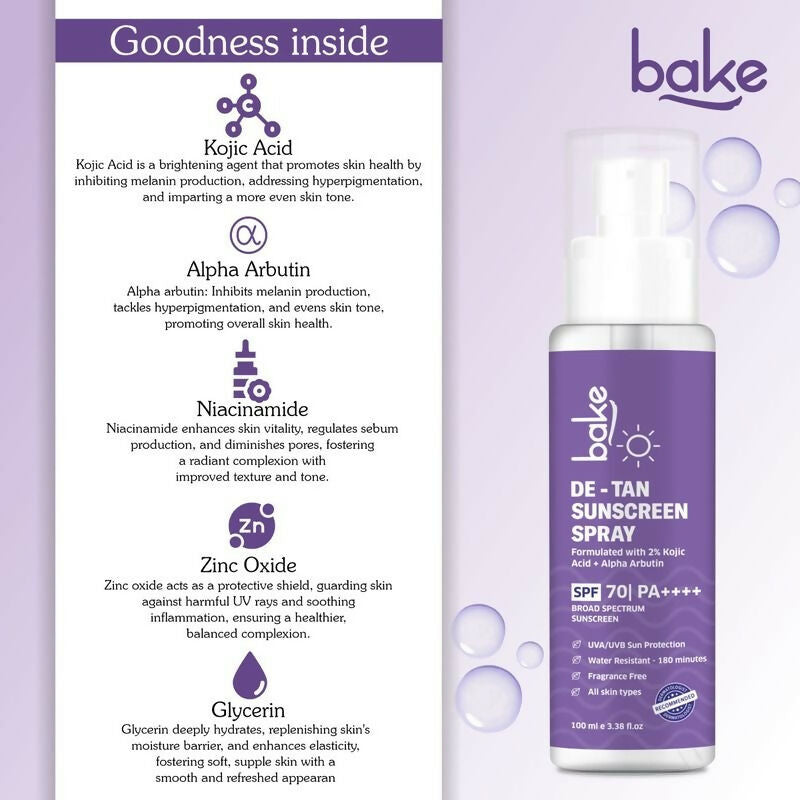 Bake SPF 70 Sunscreen Spray PA++++ Waterproof | Grocsy