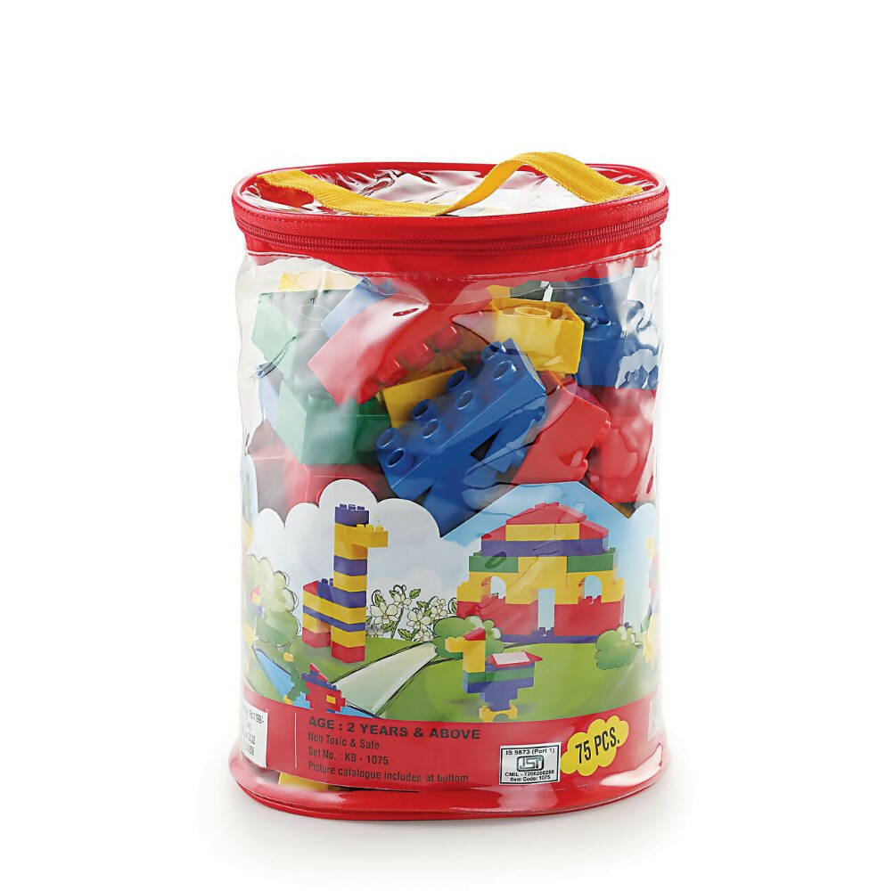 Peacock Learning & Educational Building Interlocking Blocks Set For Kids - 75 Pcs | Grocsy