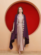 Joban Fashion Purple and Rose Gold Skirt set with Cape | Grocsy