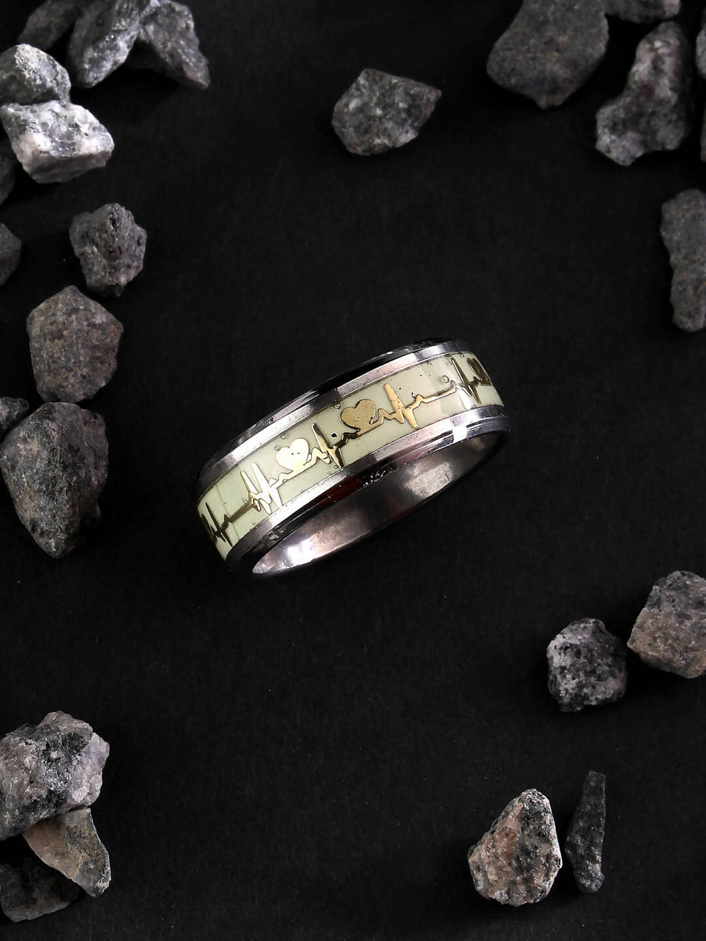 NVR Men's Rhodium-Plated Silver-Toned Stainless Steel Finger Ring | Grocsy