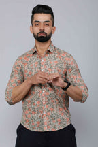 Miravan Men's Beige Comfort Floral Printed Casual Shirt | Grocsy