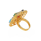 Navratan Kundan Ring (Multi Color) - Ruby Raang | Grocsy