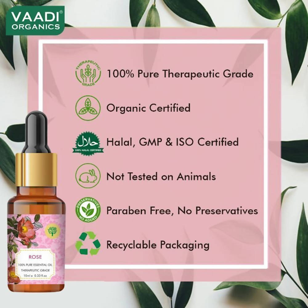 Vaadi Herbals Rose 100% Pure Essential Oil Therapeutic Grade 10 Ml | Grocsy
