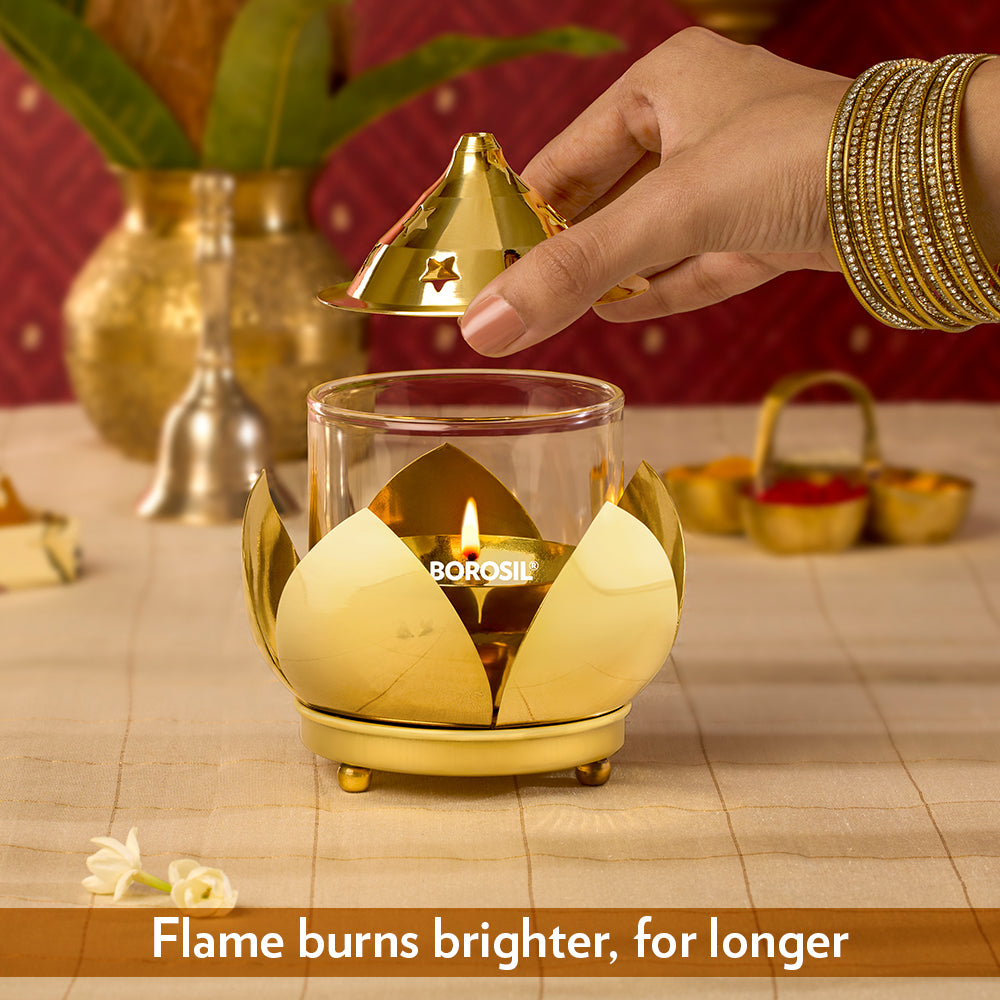 My Borosil Shubh Akhand Diya, Medium | Grocsy