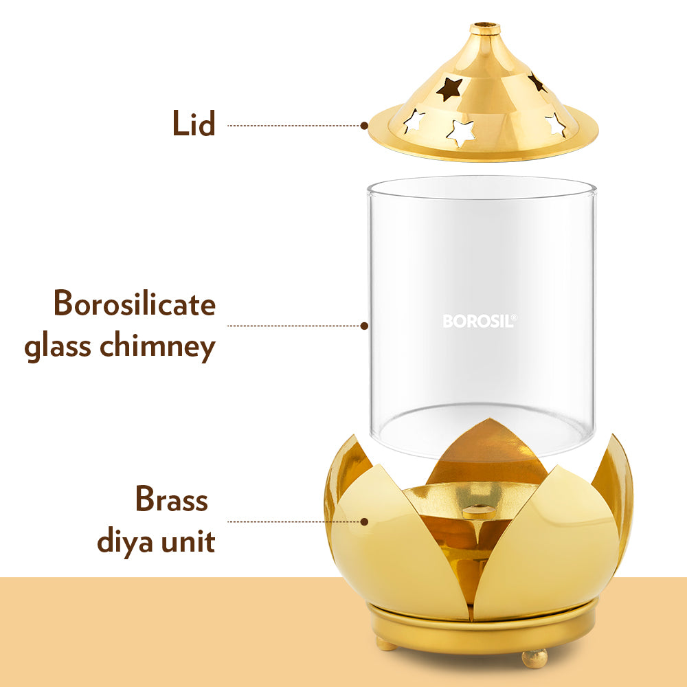 My Borosil Shubh Akhand Diya, Medium | Grocsy