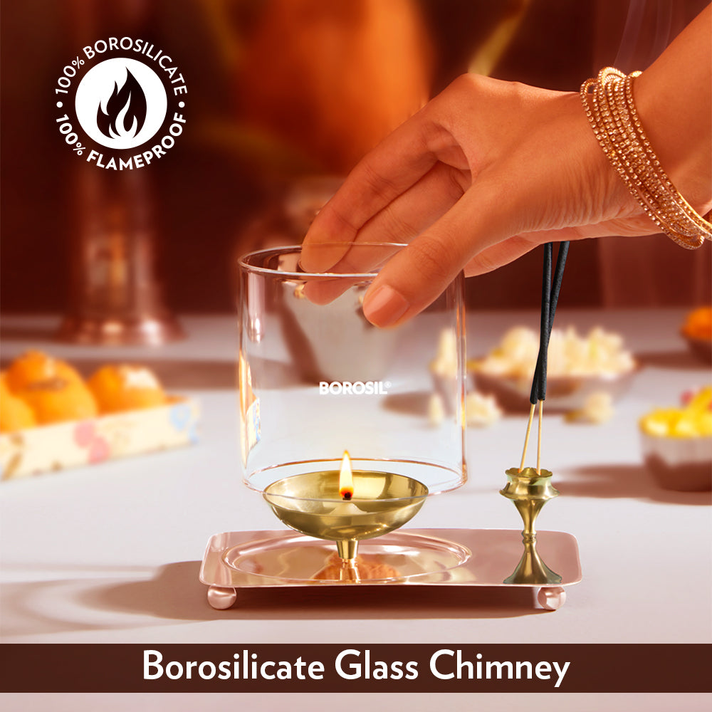 My Borosil Aarti Diya, Medium | Grocsy