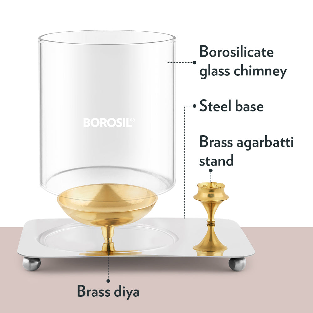 My Borosil Aarti Diya, Medium | Grocsy