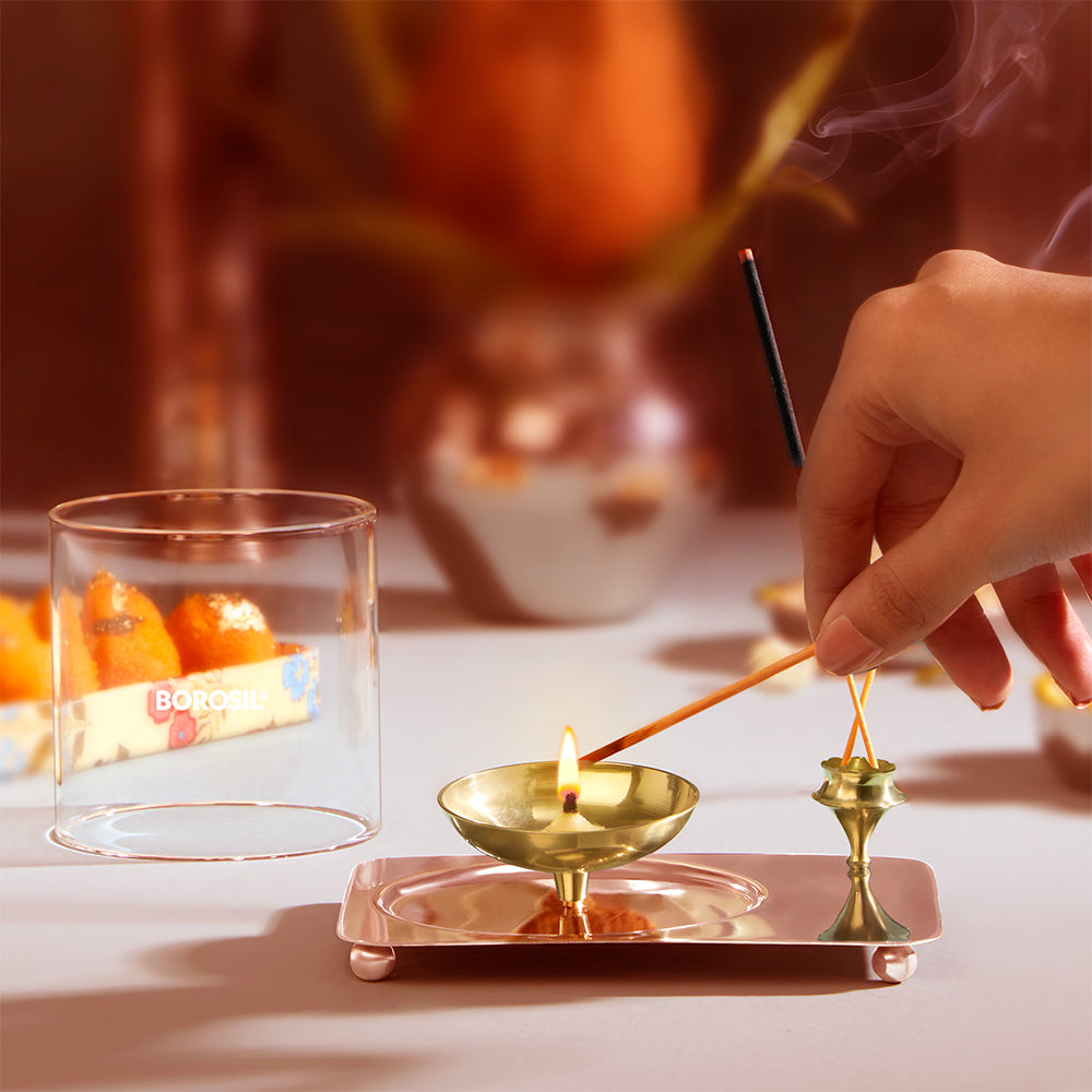My Borosil Aarti Diya, Medium | Grocsy