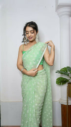 Vamsee Patangiyu Green Georgette Saree | Grocsy
