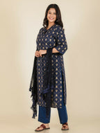 Aramya Straight Soft Cotton Floral Print Women's Kurta - Blue | Grocsy